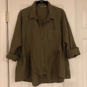 Anthropologie Linen 3/4 Sleeve Top - Size S